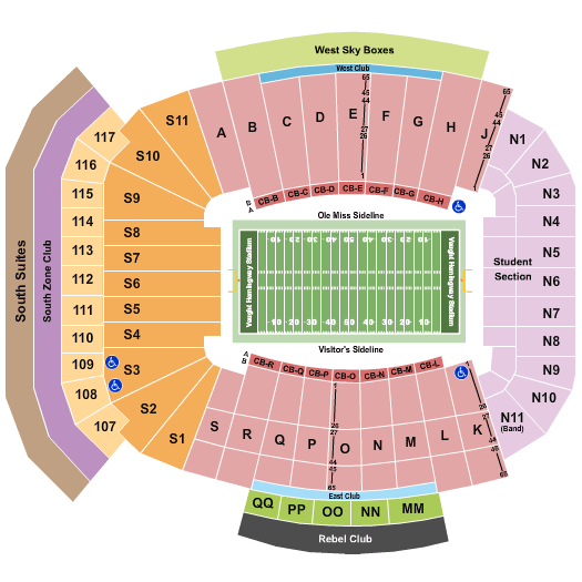Vaught Hemingway Stadium Egg Bowl Seating Chart